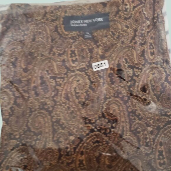 Jones New York Signature  Paisley pullover  Long Sleeve Shirt Brown Xlarge - Picture 7 of 7